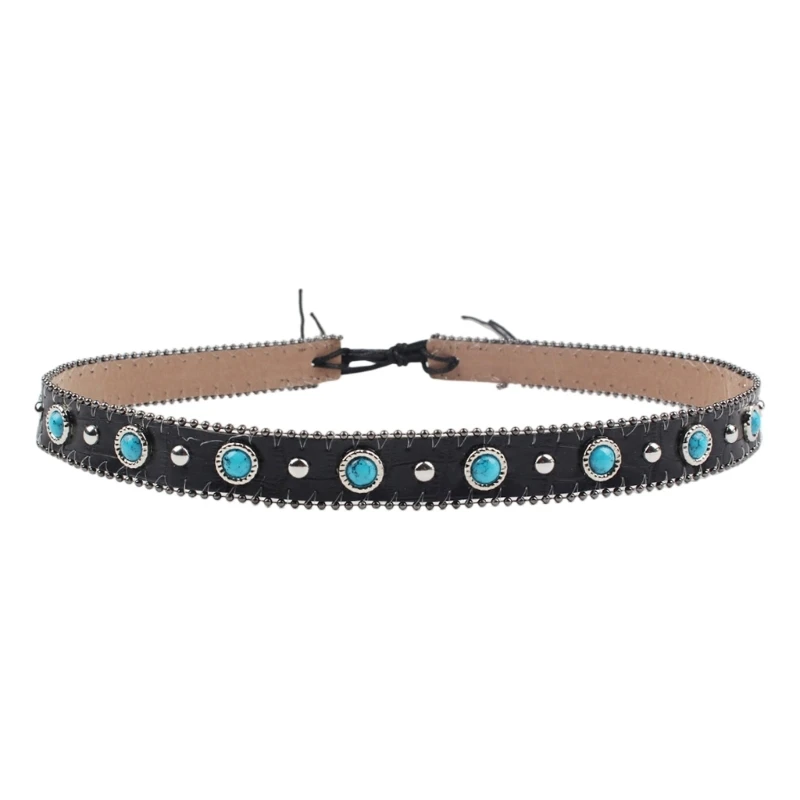 573B Versatiles PU Leather Strap With Rivets Decorations for Hat Band Clothing Trims