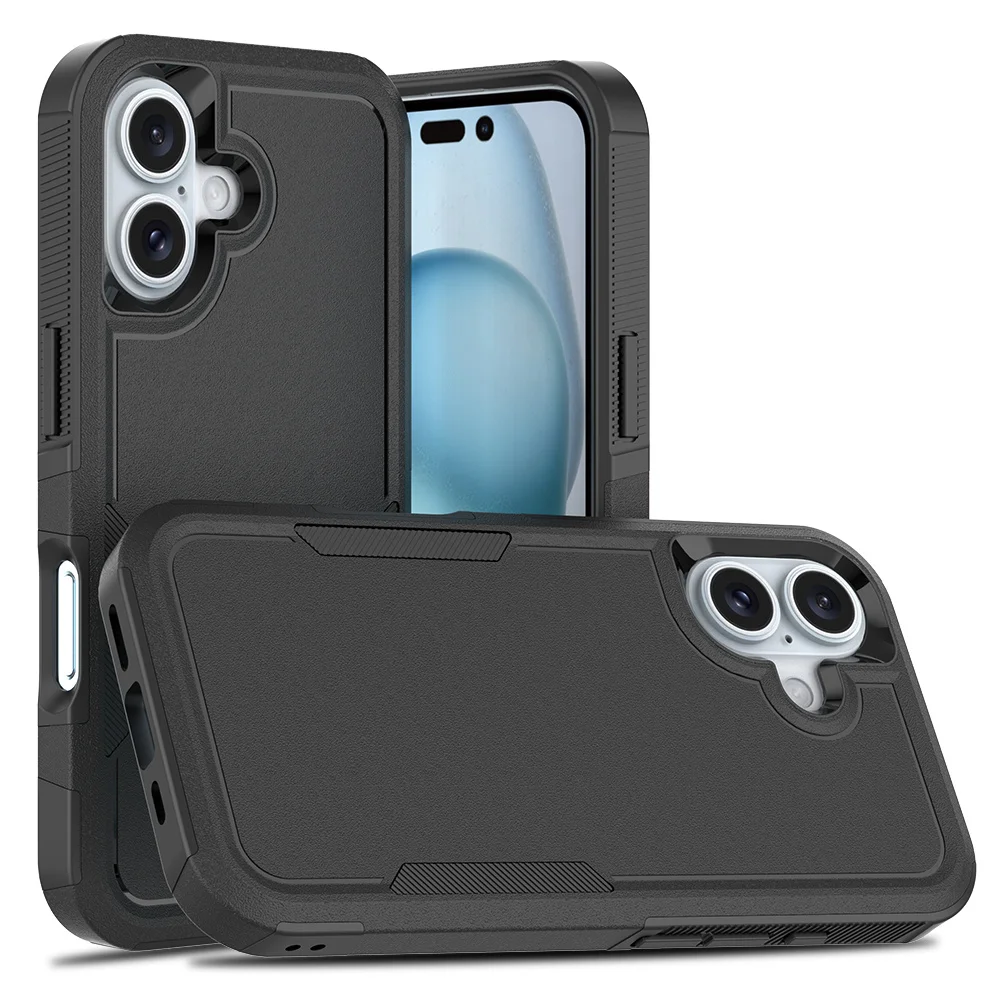 Stoßfeste Zweischicht-Schutzhülle für iPhone 18 17 16 15 11 12 13 14 Pro Max Luxuriöse Kontrastierende Panzerhülle mit Anti-Sturz-Schutz – Detail 11