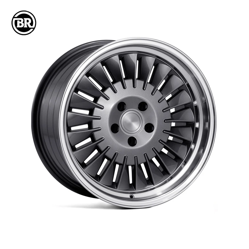 Custom Smoke Gray Matte Polished Finish 18-26 Inch Racing Car Wheels Deep Dish Forged 5*130 Rims With Polished Lip