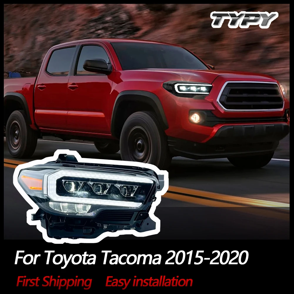 

Светодиодные фары в сборе для Toyota Tacoma 2015-2020, передняя лампа, фары с тремя линзами, DRL, последовательный указатель поворота
