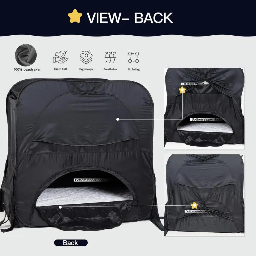 غطاء خيمة سرير منبثق لخصوصية الطفل للأطفال الصغار، كتل 80 ضوء مع شاشة وتصميم حقيبة مروحة بسحاب #6