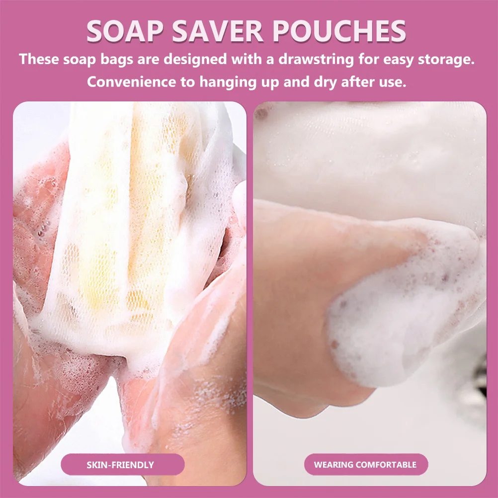 30Pcs Bathroom Soap Mesh Holder Drawstring Foaming Bag for Efficient Lathering Small Soap Saver Solution Mesh Storage Bag