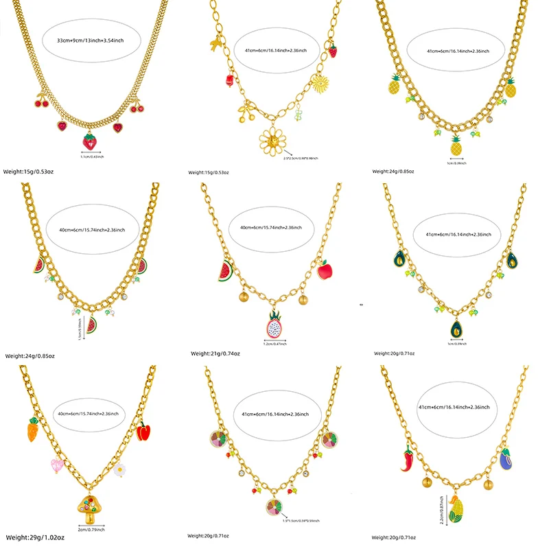 DIEYURO 316L Stainless Steell Cherry Strawberry Fruit Series Necklace For Women Lady New Fashion Neck Chain Jewelry Party Gift view 2