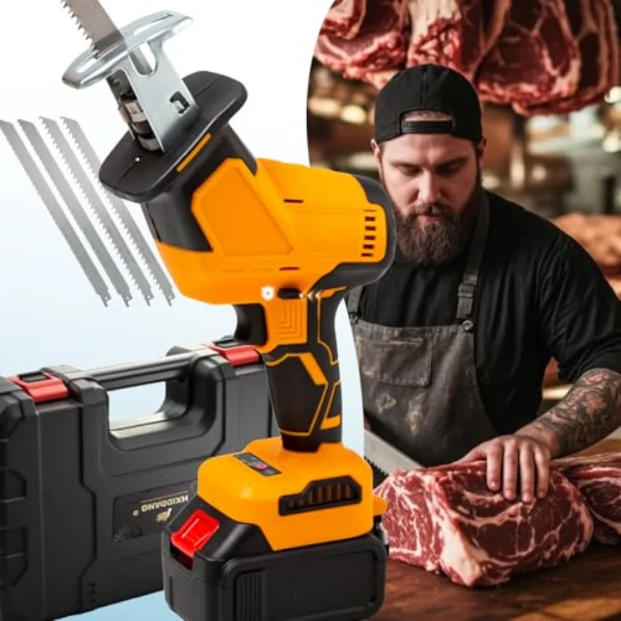 

950W Brushless Motor Electric Meat and Bone Saw 2600mAh Handheld Butchering Tool with 4 Upgraded Blades- Home Butcher Saw Kit w