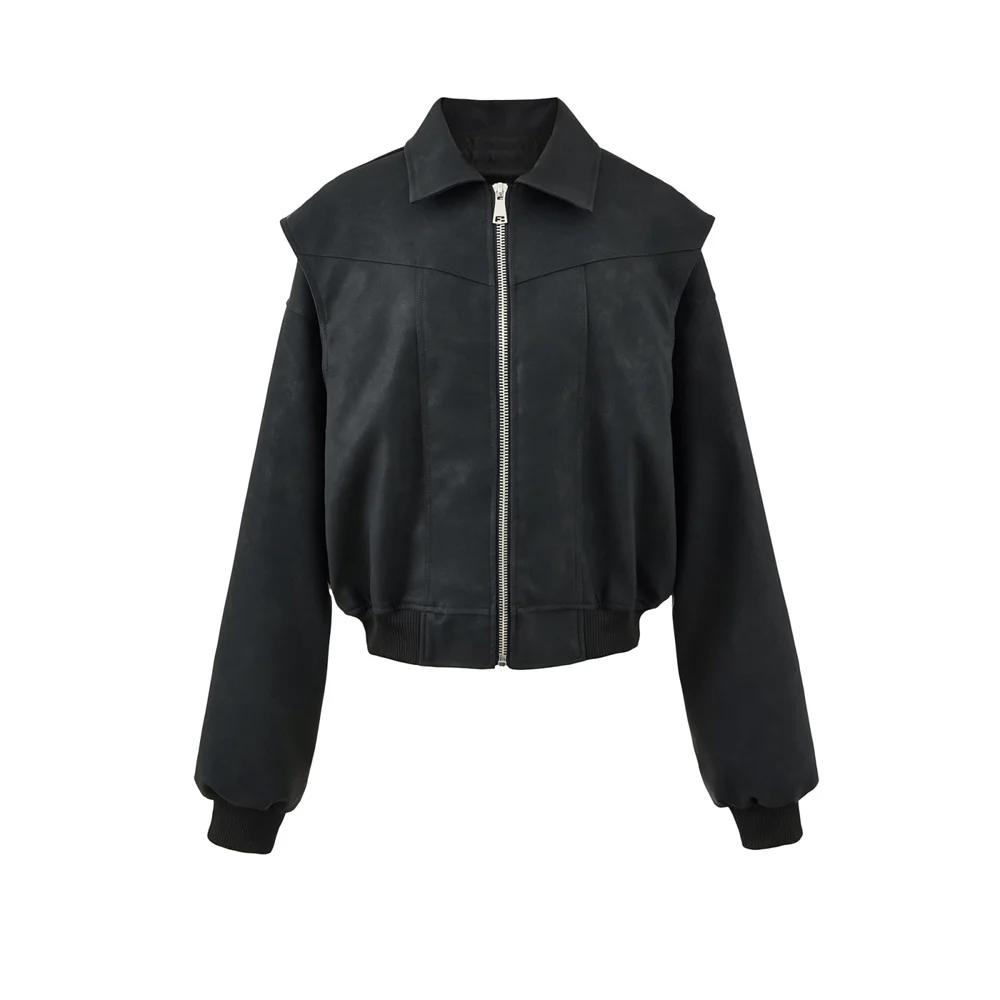 

Зимняя новая модная женская одежда, простая и утягивающая однотонная повседневная куртка на молнии с длинными рукавами