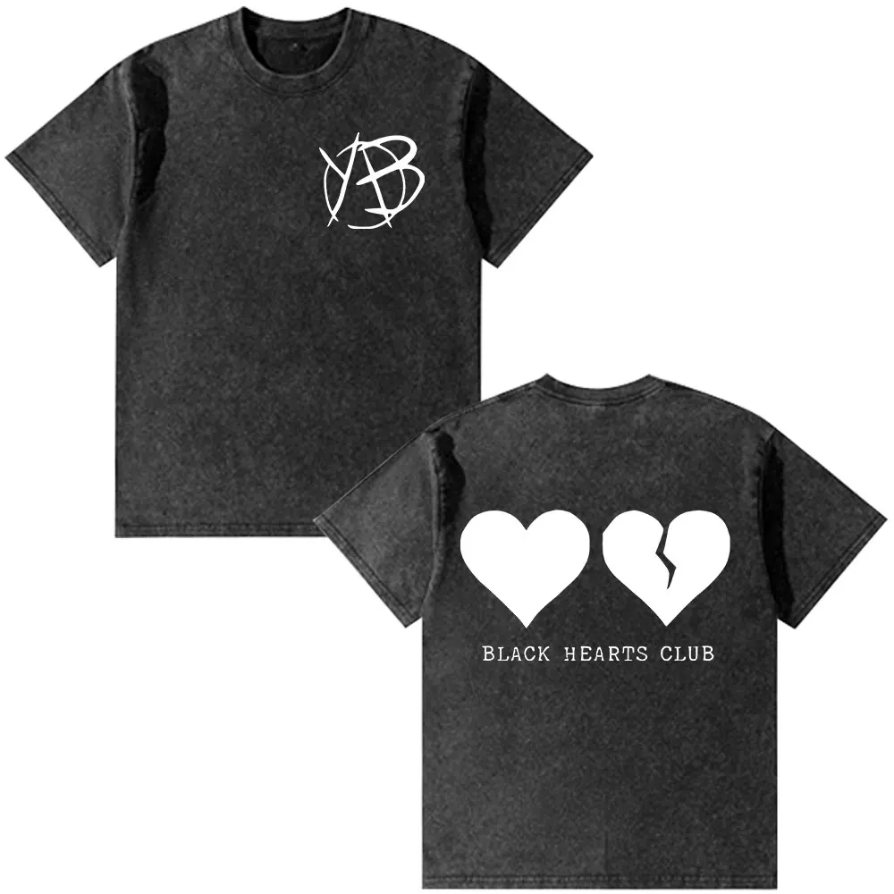

Singer Yungblud Black Hearts Club Vintage Washed T-shirt Men Women Rock Oversized Short Sleeve T Shirt Male 100% Cotton T-shirts