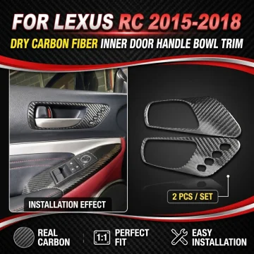For Lexus RC 2015 2016 2017 2018 Dry Carbon Fiber Door Handle Panel Overlay Trim