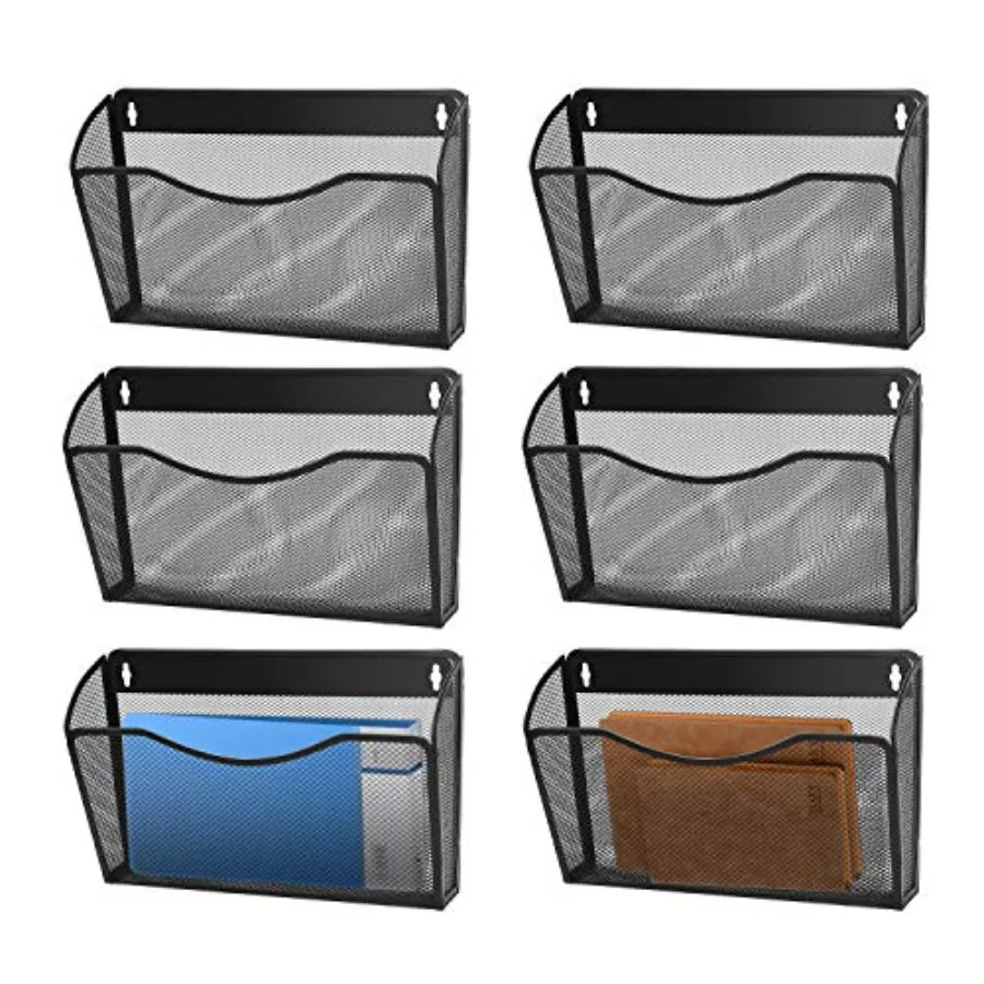 

Настенный органайзер для документов, 6 шт., металлическая сетчатая подвесная корзина-ящик для бумаги формата А4, для хранения писем и документов