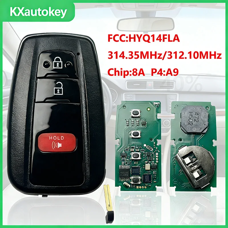

KXK007001 FCC-HYQ14FLA 8A Chip 314.35/312.10MHz For RAV4 2021-2025 Smart Remote Key Fob