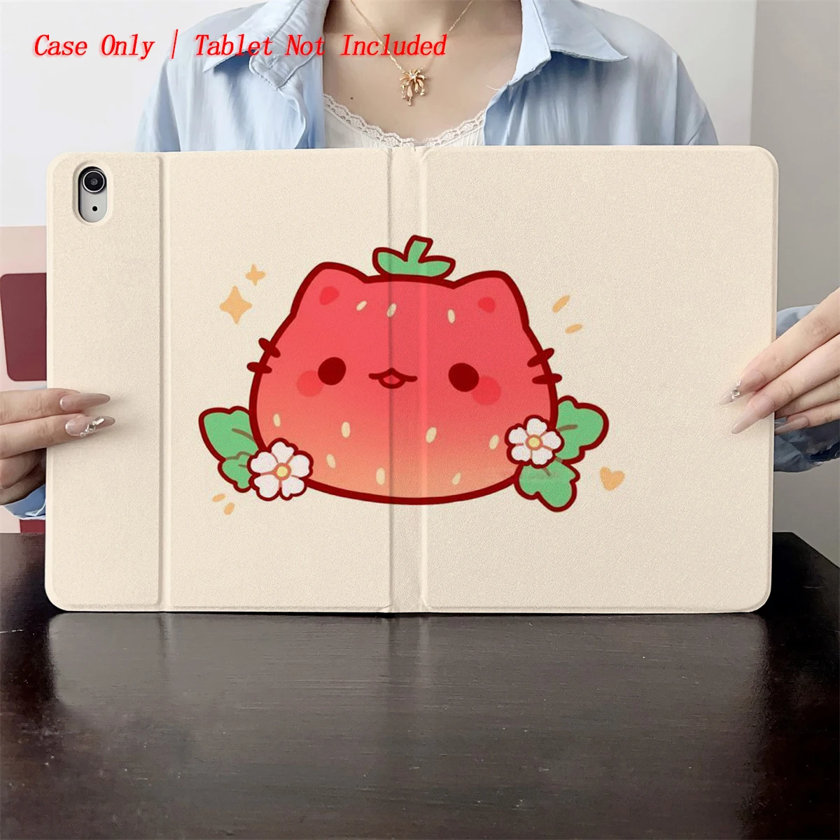 

2025Cat-shaped Strawberry Pattern Print-Suitable for the cases of multiple Apple tablet computers such as iPad/iPad pro/iPad air
