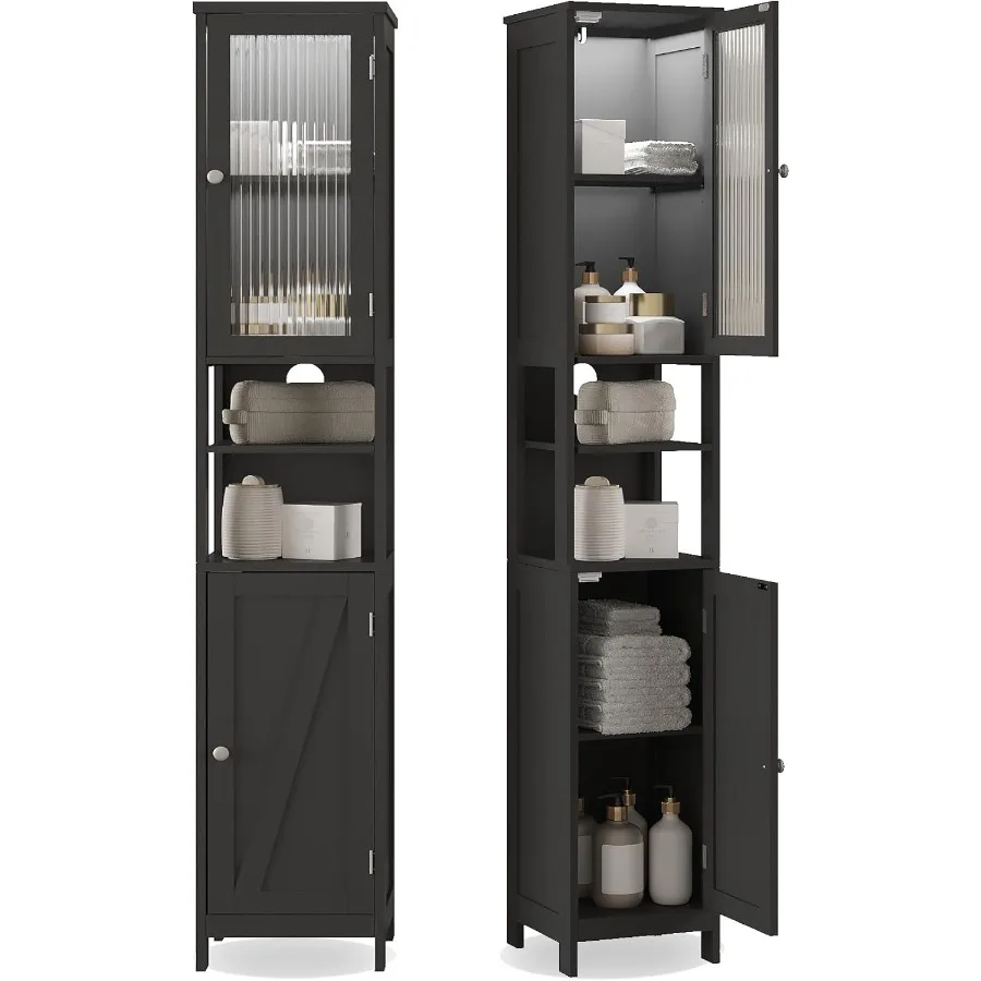 Tall Bathroom Storage Cabinet with Light5Tier rrow Bathroom Cabinet with 2 Doors Slim Storage Linen Cabinet Freestanding with A