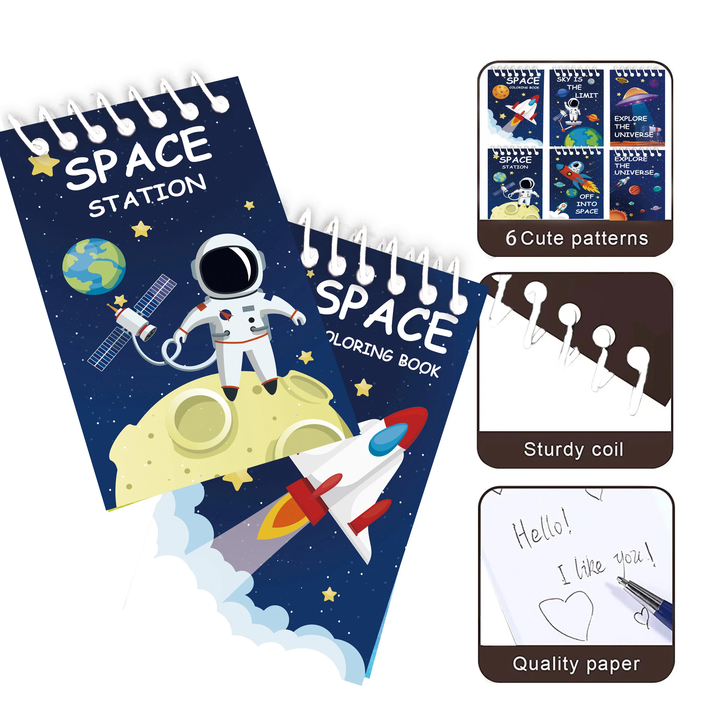 Outer Space Mini Notebook 6 Pack Kids Space Party Favors Solar System Astronaut Science Rocket Planet Small Spiral Notepad for S