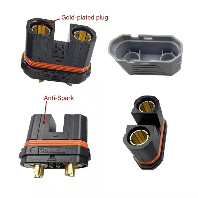 250A Anti Spark Male Female Plug QS12-S High Current Heavy Duty Power Lithium Battery Connector for Aircraft Model Car Start