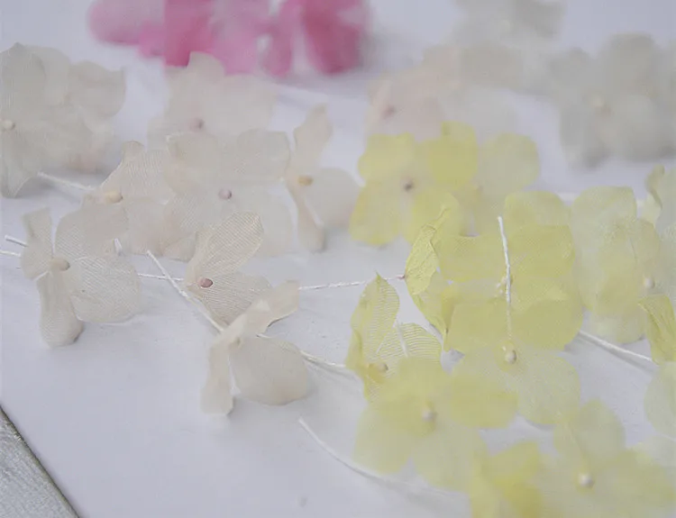 Organza-Blütenblätter DIY-Zubehör, 3D-Blume, Babykleidung, Kopfschmuck, Ohrringdekoration, Hortensienblütenblätter, handgemachte Materialien, 2,3 cm – Detail 2