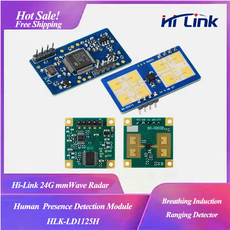 Free Shipping Hi-Link 24G mmWave Human Presence Detection Radar Sensor Module HLK-LD1125H Breathing Induction Ranging Detector