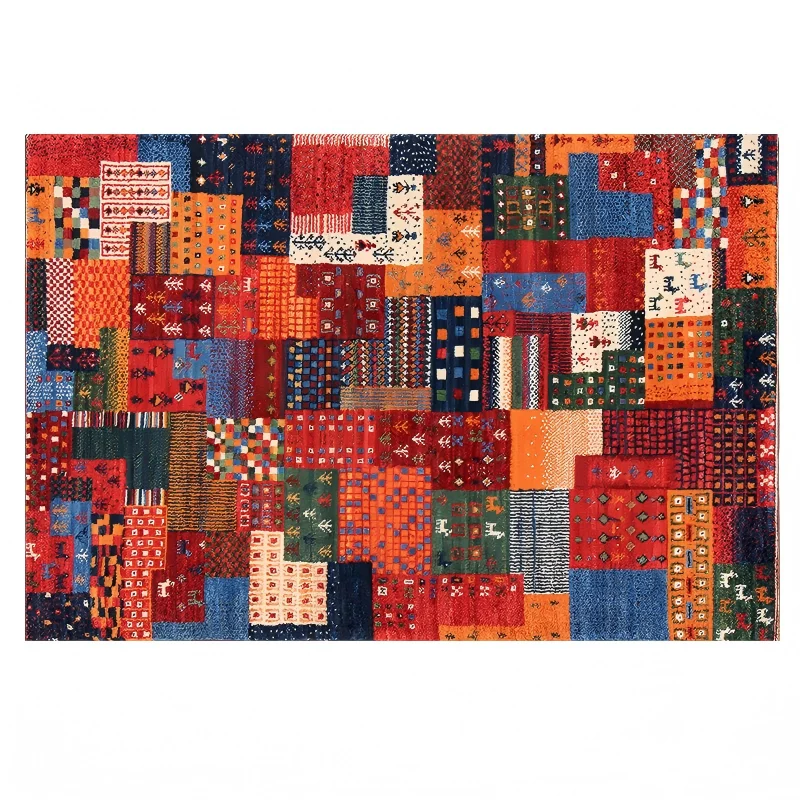 VIKAMA Splicing Bohemian Large Area Carpet Ethnic Geometric Carpet Anti Slip Retro Floor Mat Living Room Bedroom Home Decoration