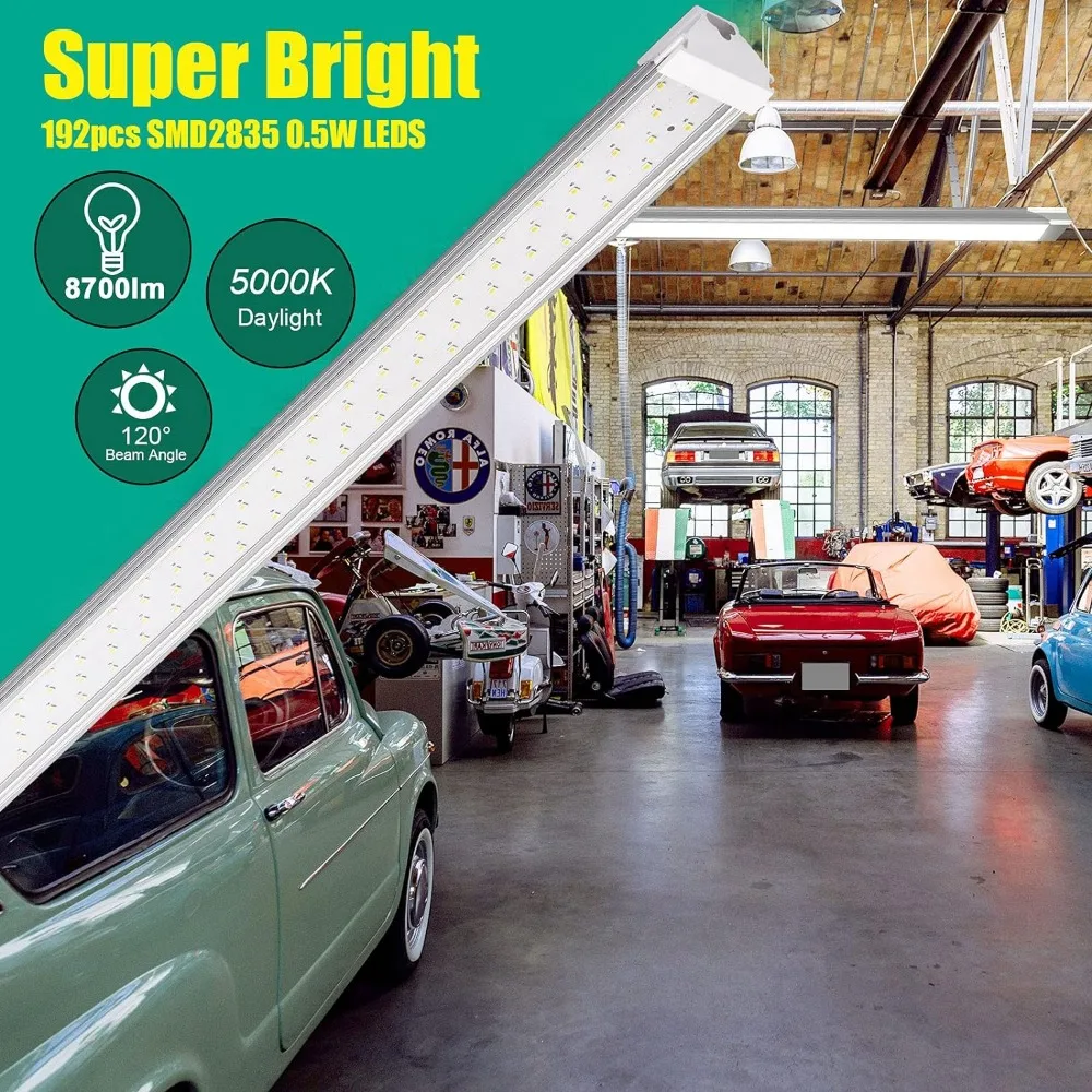 Imagem -04 - Szhlux-led Luz de Teto Branca para Garagem 4ft 60w 8700lm Luz de Loja de Serviço Público Enlaçável 5000k Daylight Pacote 6