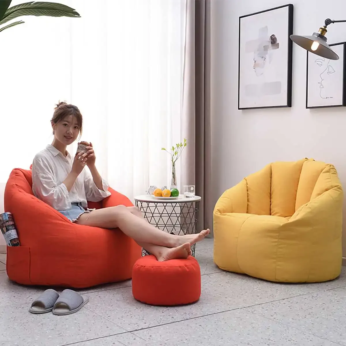 Large Lazy Bean Bag Sofas Cover Seat Multiple Colors Tatami Puff Relax Lounge Furniture Comfort Covers Living Room Chair