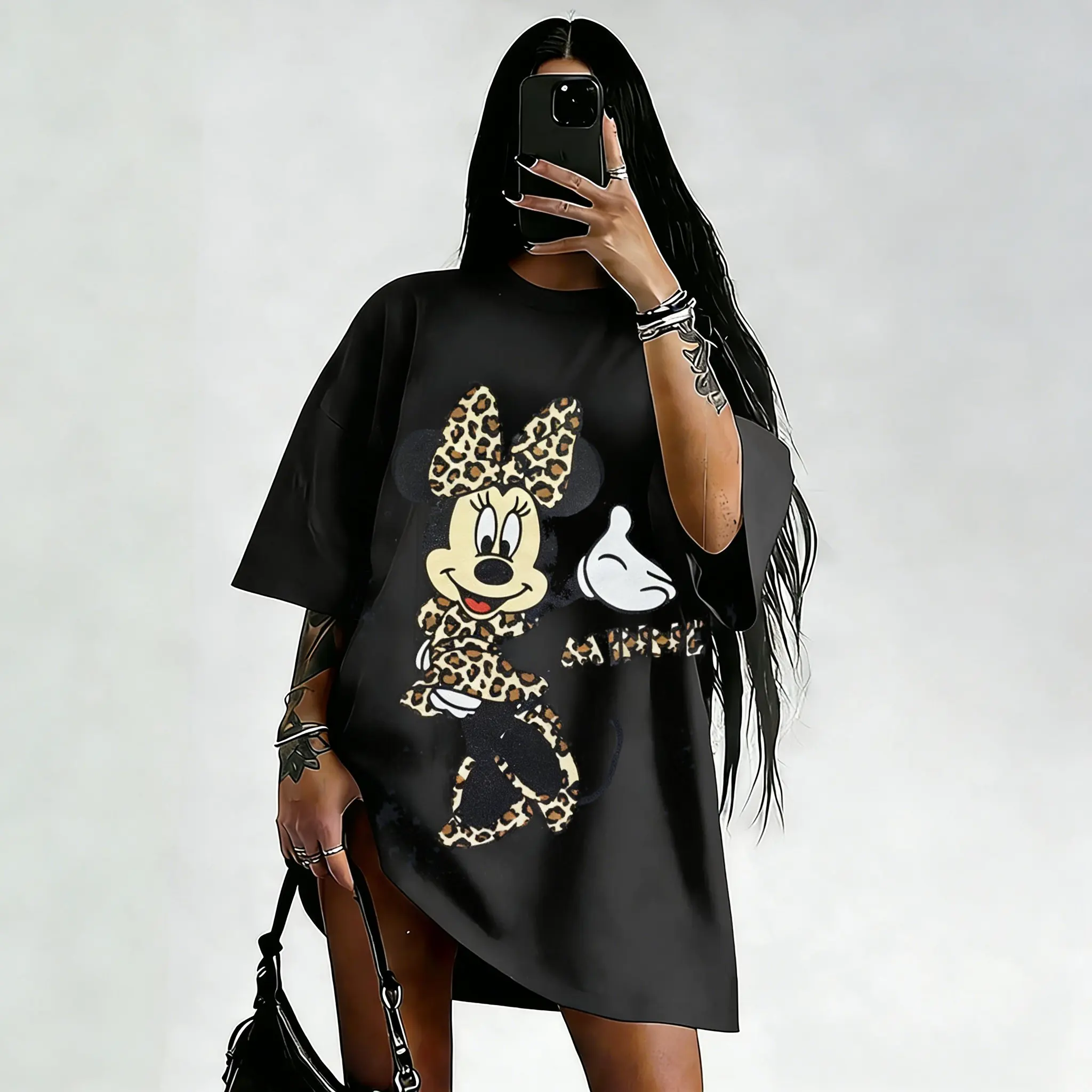 

Футболка с рисунком Disney Minnie Mouse, женская и мужская повседневная летняя новая футболка с короткими рукавами, уличная одежда, повседневные топы, одежда Y2k