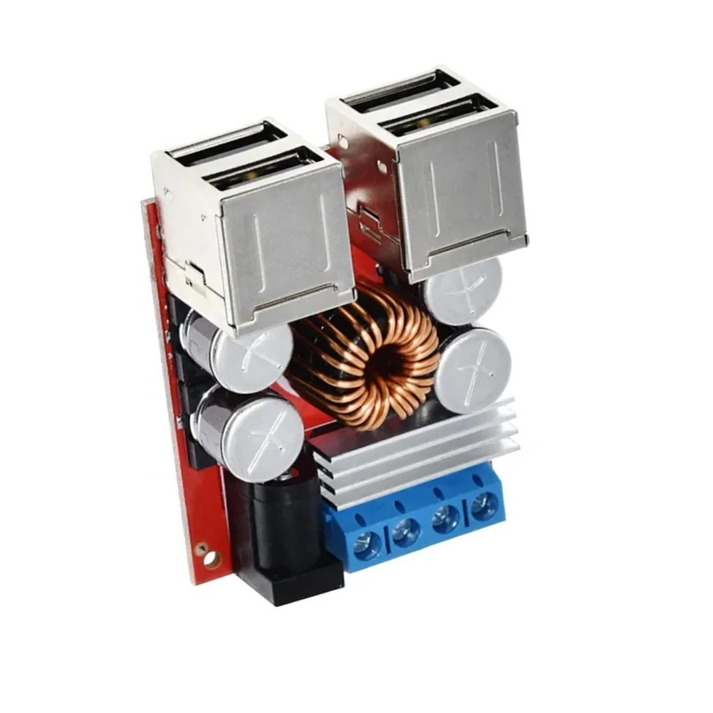 4 Port USB DC-DC Car Charger Board 8V-35V To 5V 8A Step Down Power Module For Mobile Phone Vehicle Electronics Accessory