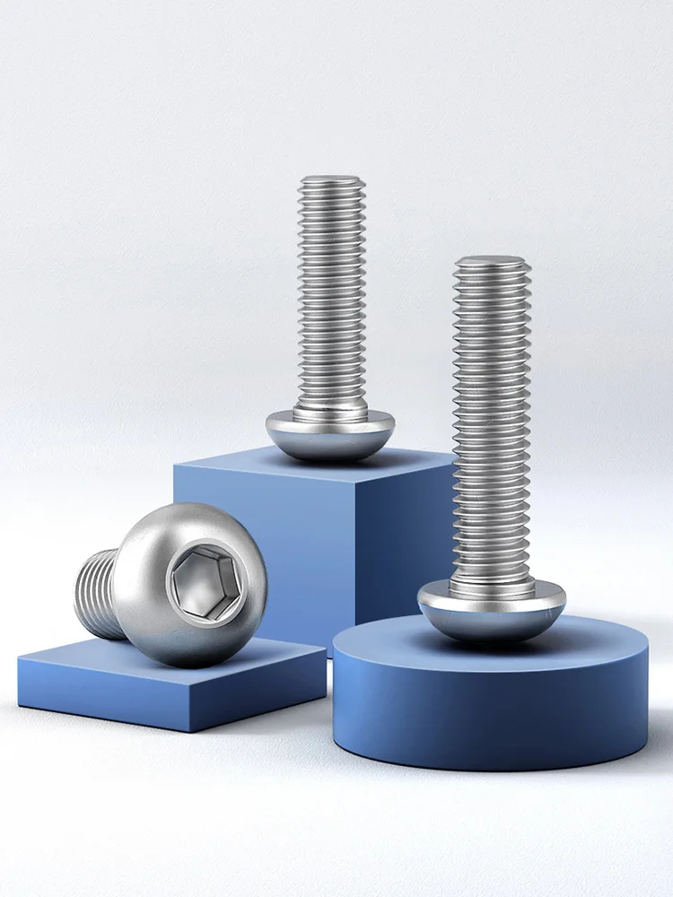 Grade A4 316 Stainless Steel Round Head Hexagon Socket Screws Length4mm-60mm M2 M2.5 M3 M4 M5 Mushroom Cap Hex Screw Bolt Marine