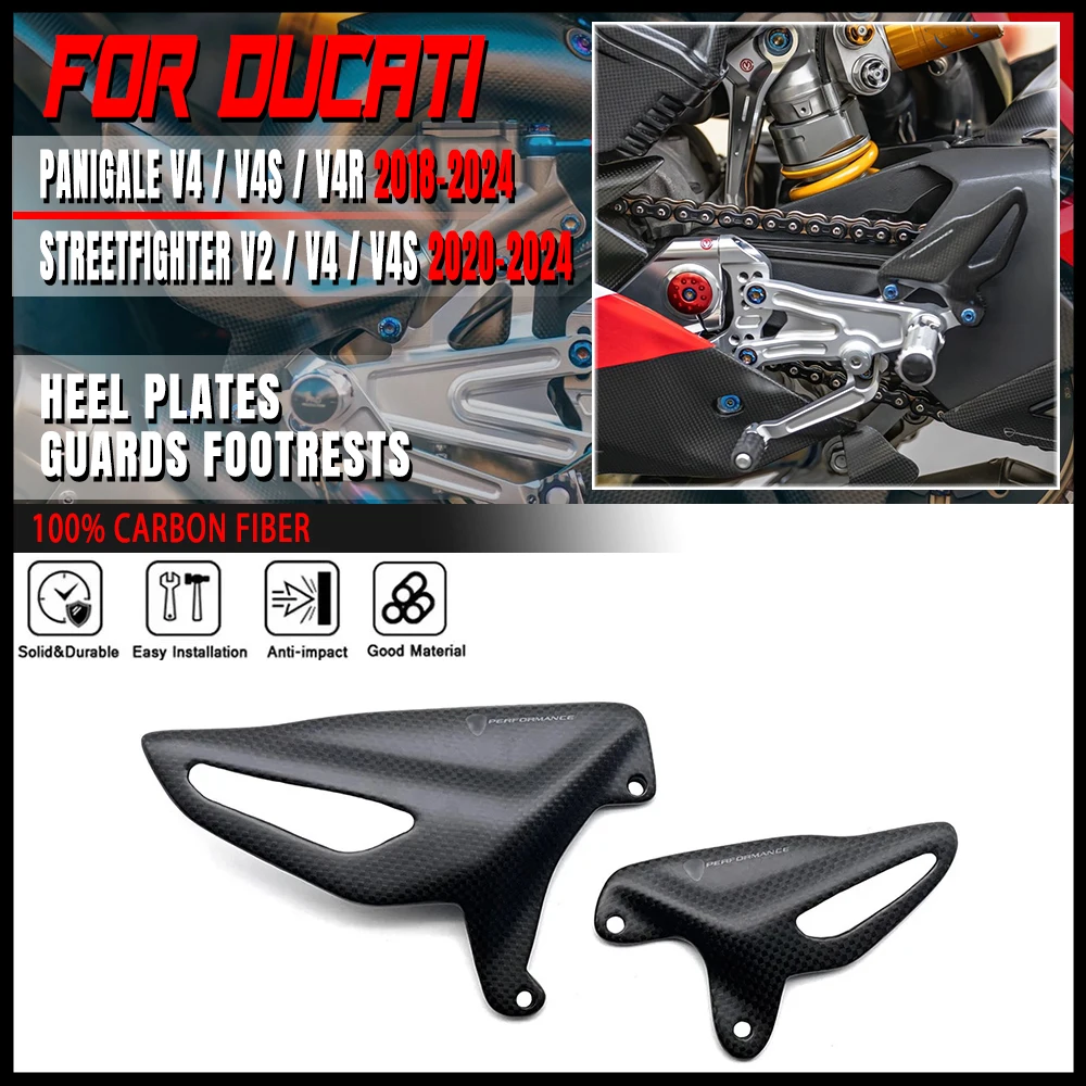 

Carbon Fiber Heel Guard Protector For DUCATI Panigale V4/S/R Streetfighter V2 V4 / S 2018-2024 Foot Wing Rearset Accessories