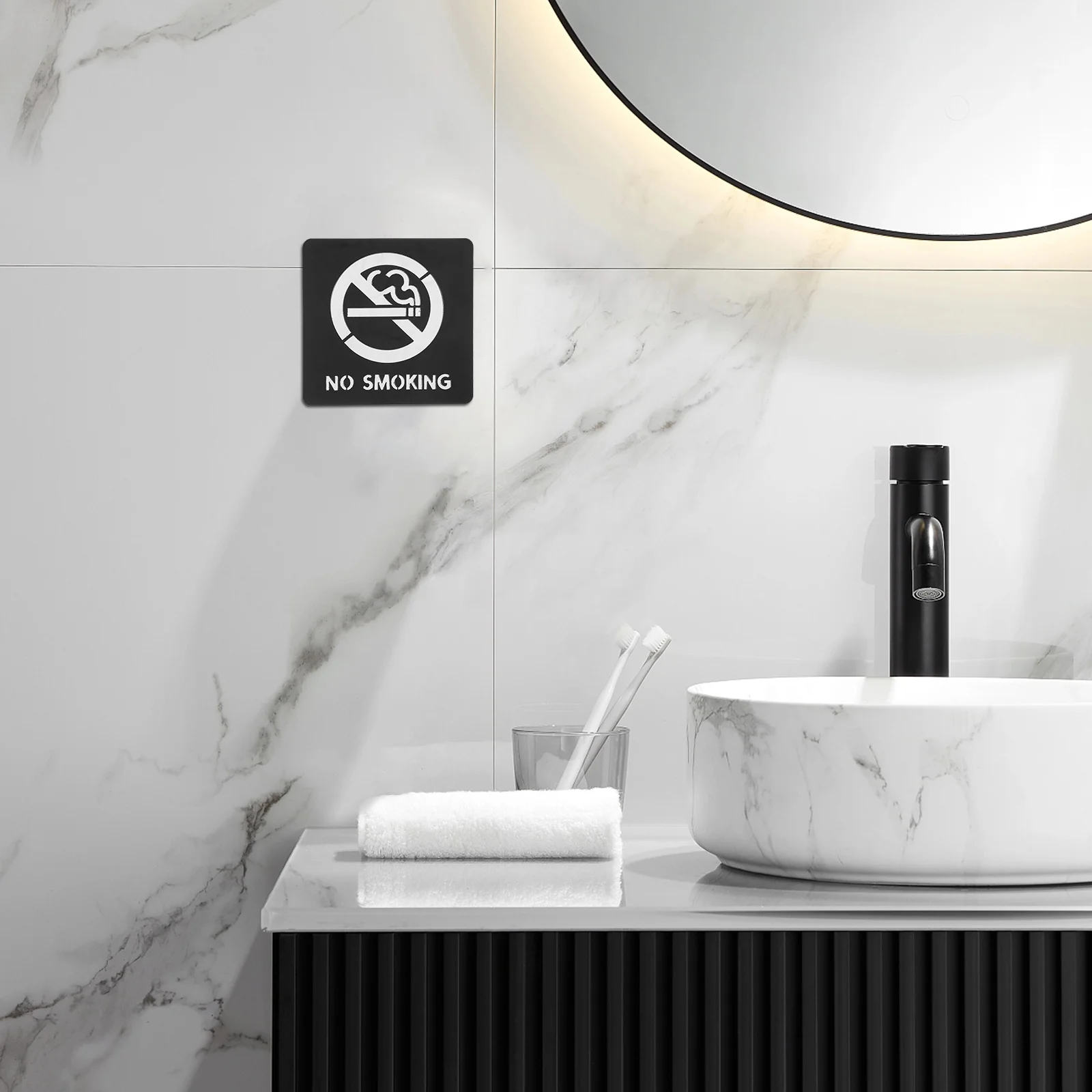 

No Smoking Sign Self-Adhesive Waterproof Sticker For Office Bathroom Public Restroom Restaurant Hotel Business Use Traffic