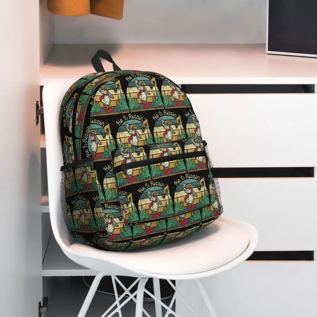 

He Is Rizzin Jesus Basketball Christian Easter Jesus Religious Backpack Student BookBag Kids School Bag Shoulder Bags for Unisex