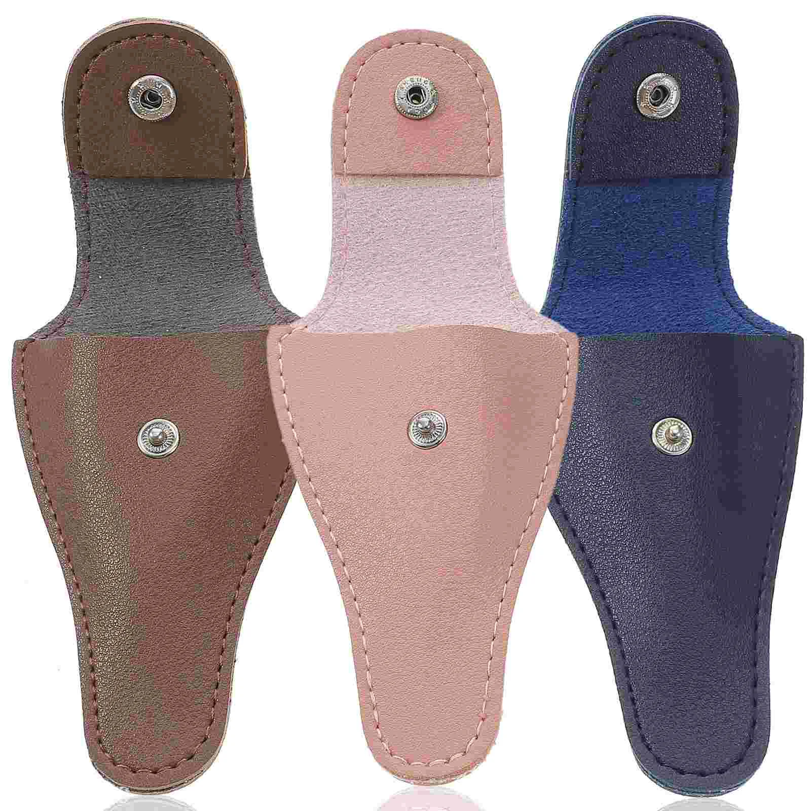 3 Pcs Embroidered Protective Case for Nail Clippers Supplies Scissor Pouch Pu Scissors