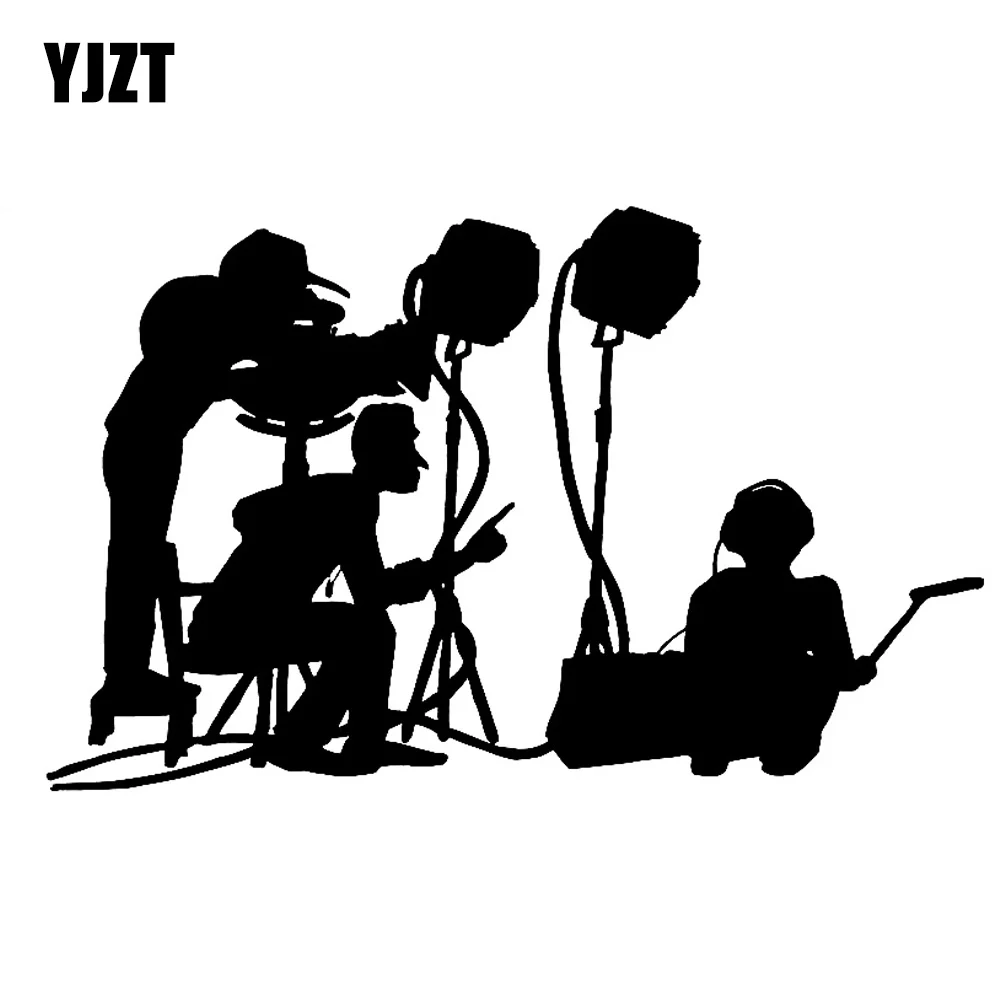 YJZT 15.7CM*9.7CM Interesting Video Camera Crew Movie Vinyl Black/Silver Car Stickers