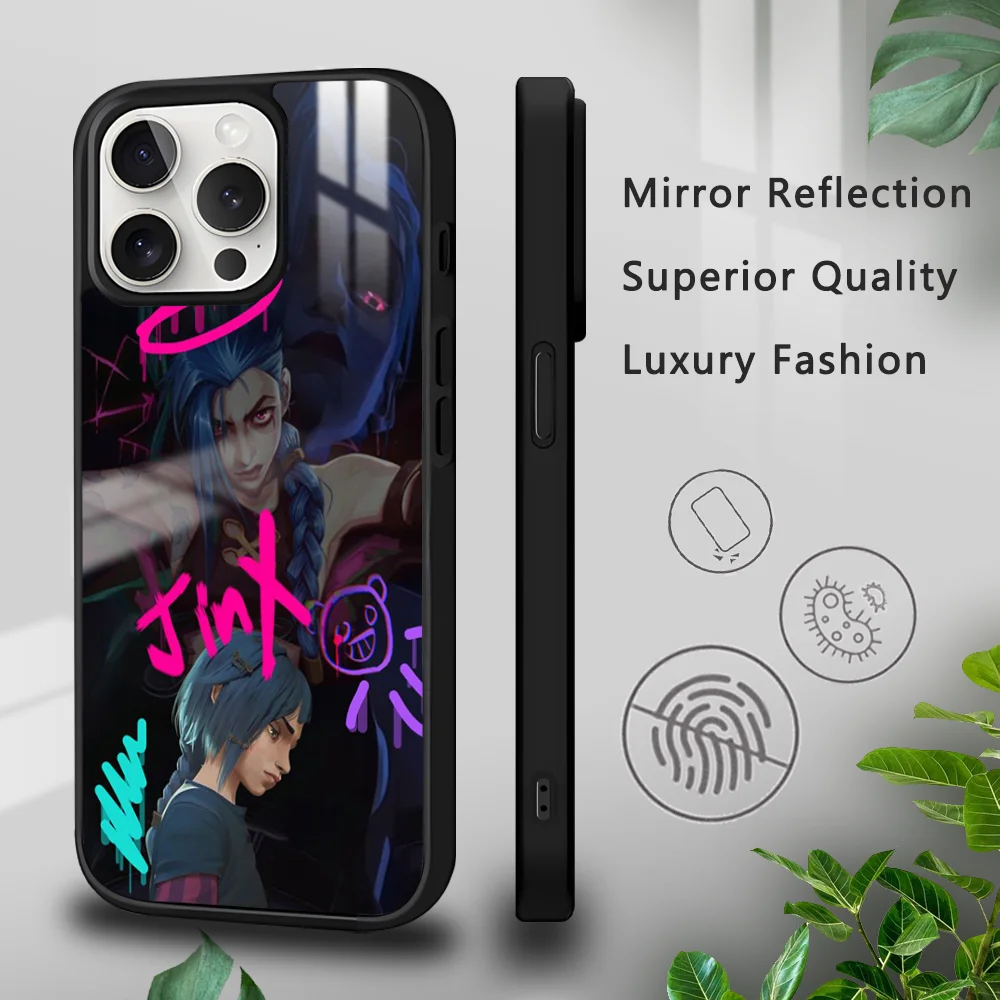 

Arcane J-Jinx Anime Phone Case For iPhone 16 15 14 13 12 11 Pro Xs Max Mini Plus Celulares Hard Funda