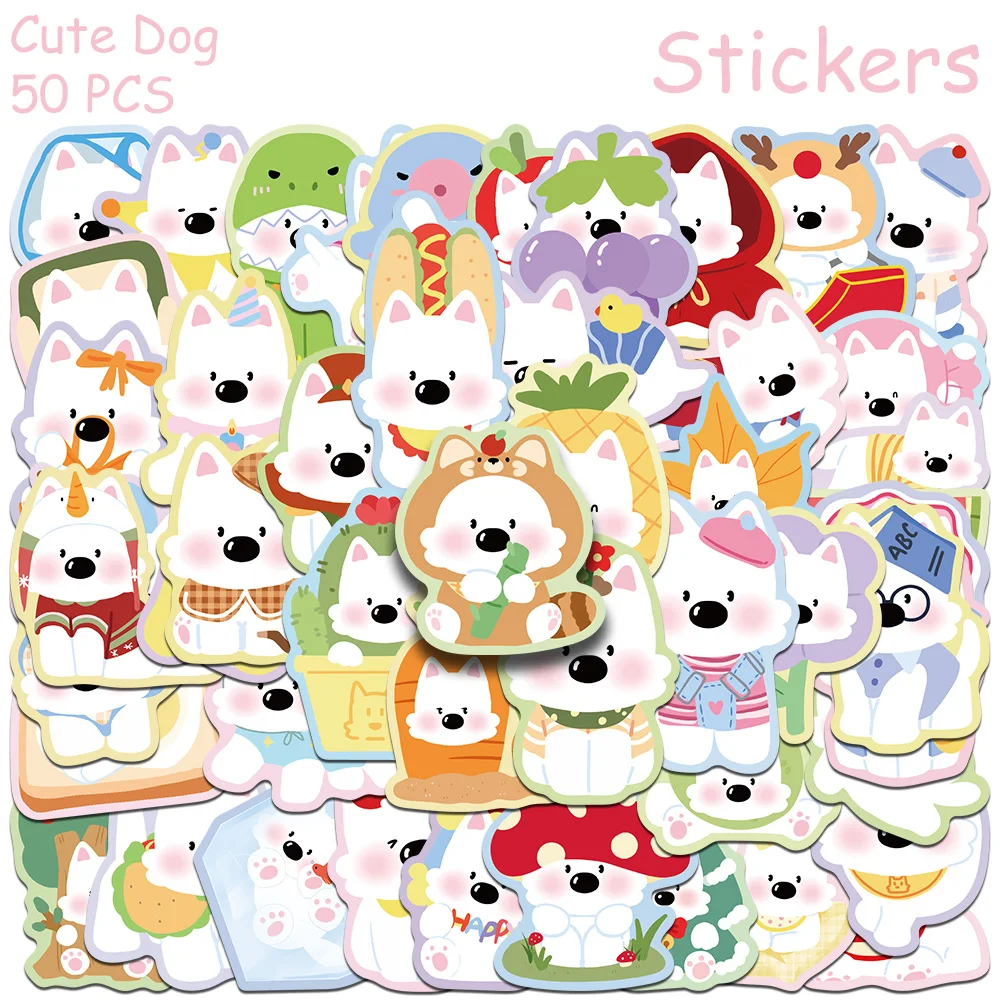 

50pcs Cartoon Cute Dog Stickers Decals For Laptop Notebook Suitcase Skateboard Guitar DIY Aesthetic Stickers Kids Creative Gifts