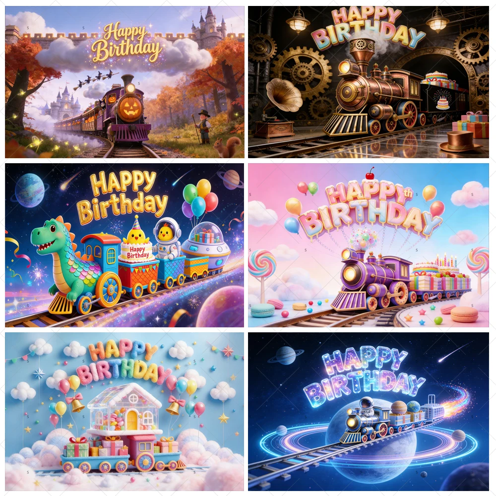 

Train Fantasy Theme Background Rainbow Banner Balloon Birthday Party Decoration Baby Bath Products Photography Studio Prop Gift