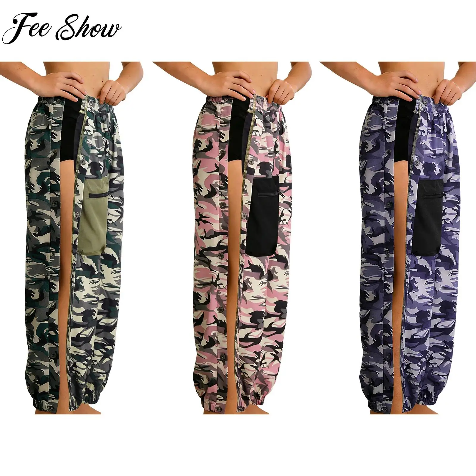 Pantalones Deportivos Adaptables para Niños con Necesidades Especiales, Pantalones de Baloncesto con Abertura Lateral, Botones a Presión, Pantalones Deportivos con Estampado de Camuflaje