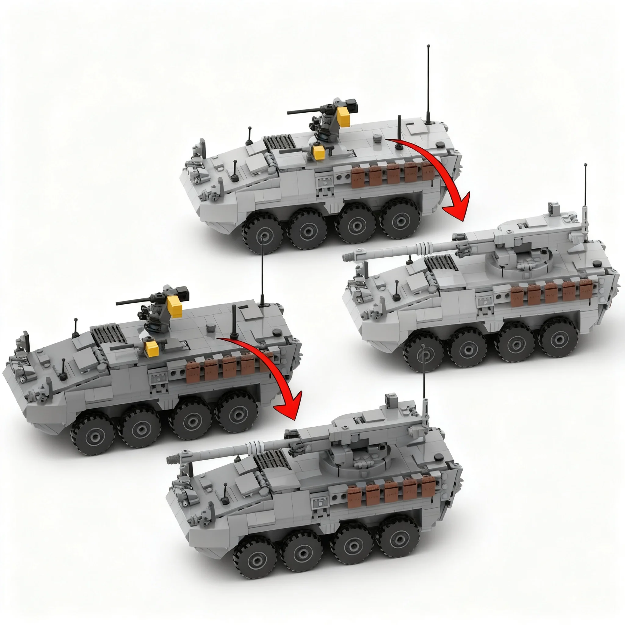 520pcs MOC Creator Creator Expert M1128 STRYKER MGS - 1 35 Scale V2 Conversion Tutorial Model Building Blocks Christmas Gift Toy