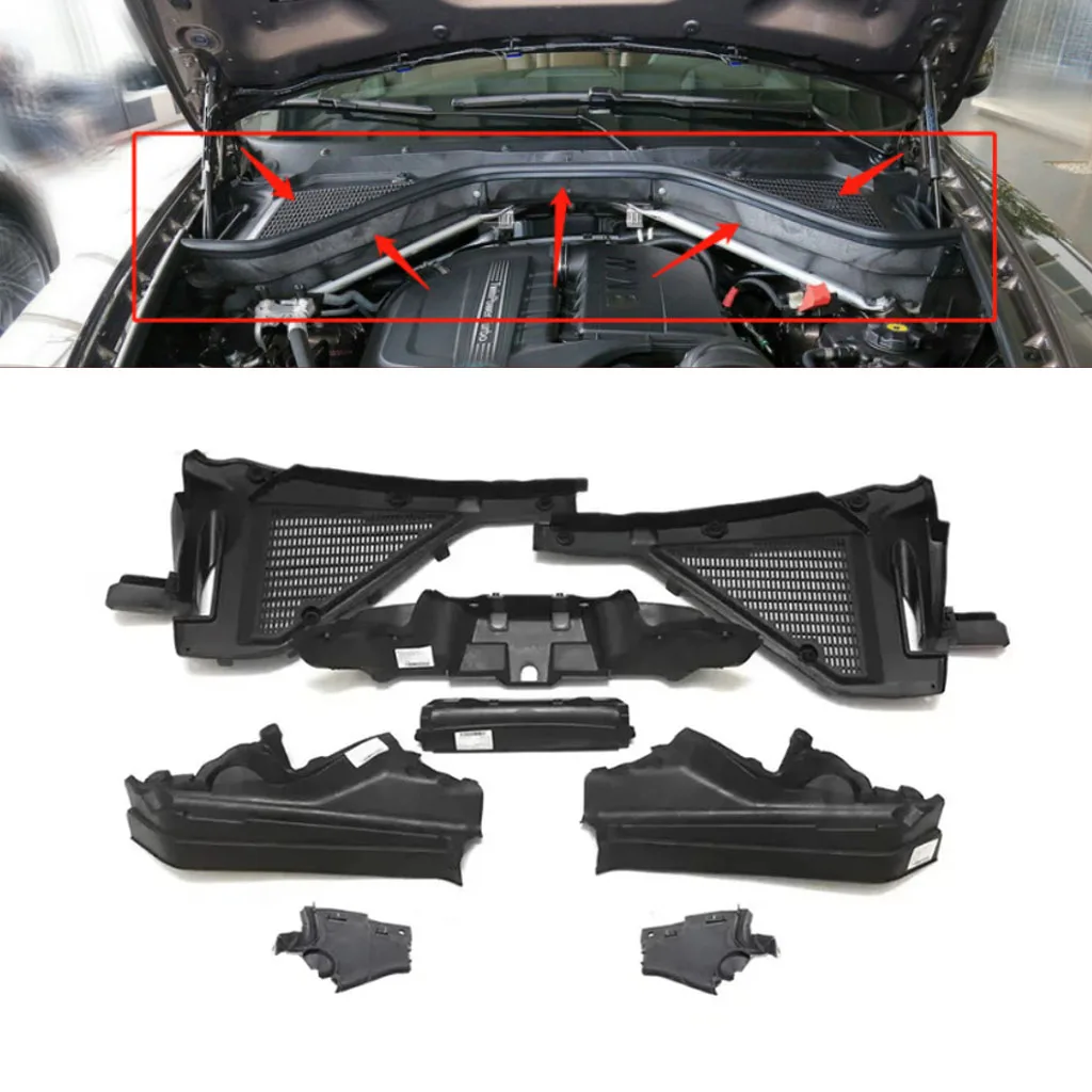 1set Car Engine Upper Compartment Partition Panel Set For BMW X5 X6 E70 E71 2007-2013 heat shield firewall compartment