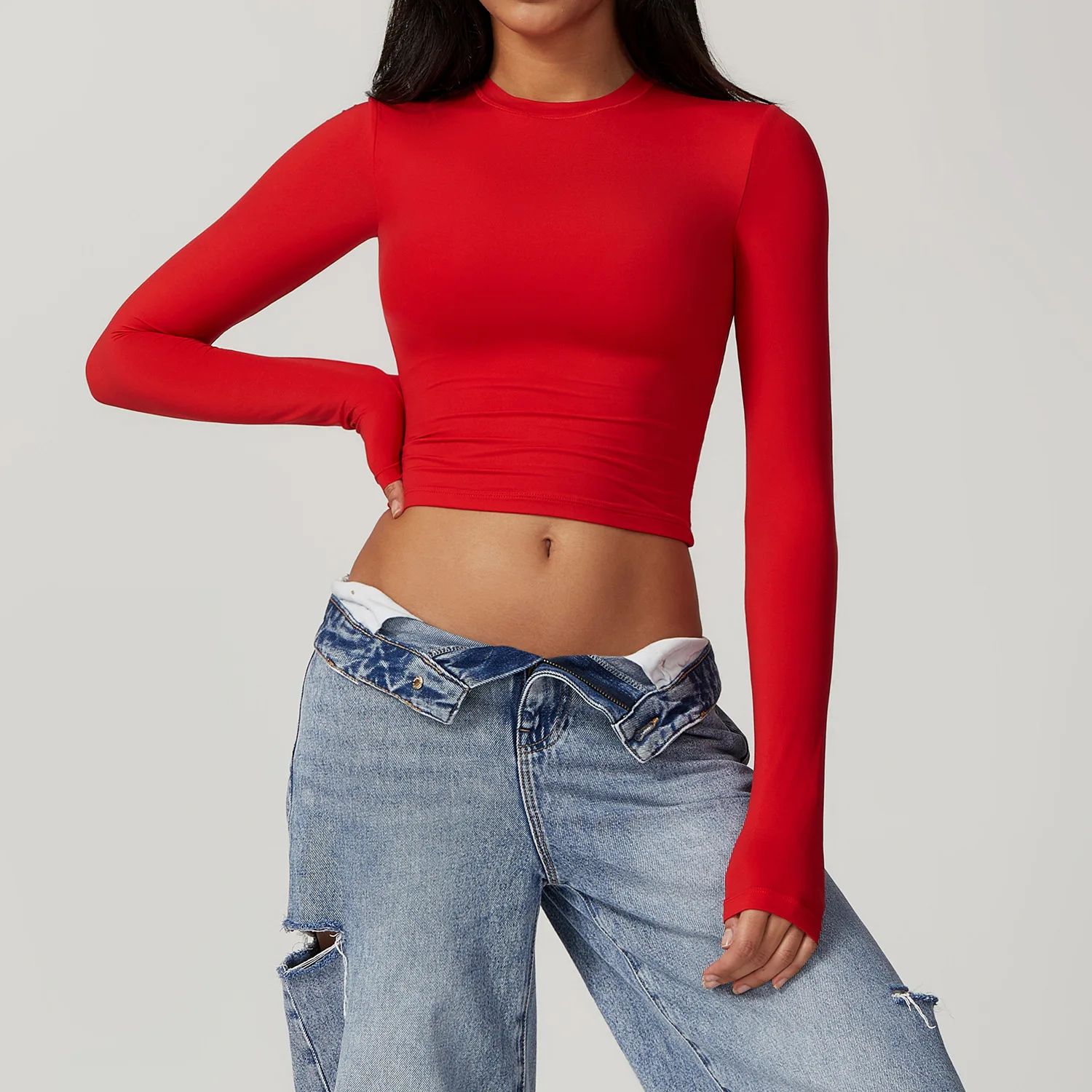 Yoga Shirts For Women Tops Fitness Running Long Sleeve Gym Clothes Push Up Workout Dry Fit Breathable High Elastic Sports Top