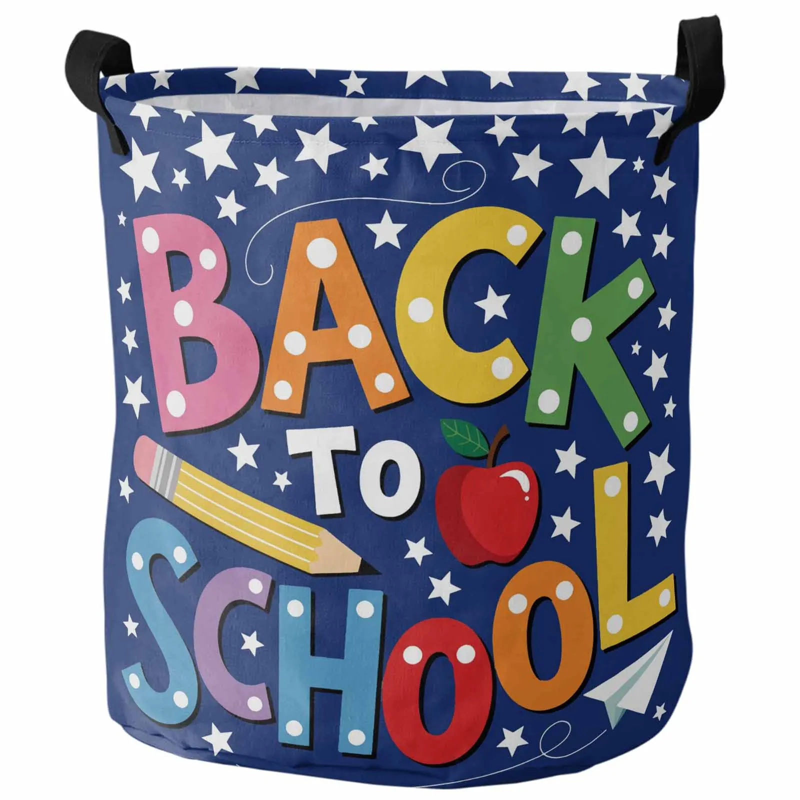 

Bule School Season Fruit Pencil Foldable Dirty Laundry Basket Kid's Toy Organizer Waterproof Storage Baskets