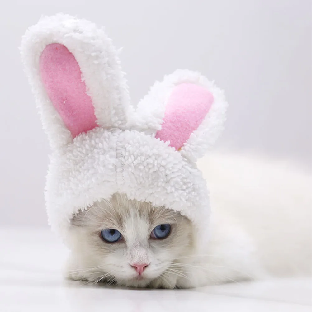 

Rabbit Ears Hat Cat Headgear Pet Dressing Cap Cosplay Decorative Adjustable Soft Polyester Material Christmas Birthday