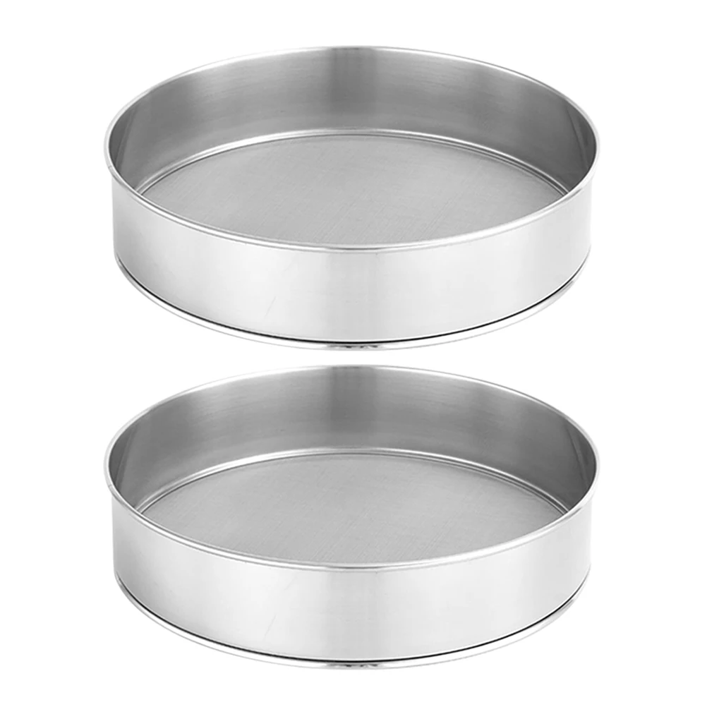 

2pcs Stainless Steel Flour Sieve Baking Fine Mesh Kitchen Sifter Powdered Sugar Sieving Tool Handheld Round Sifter Food