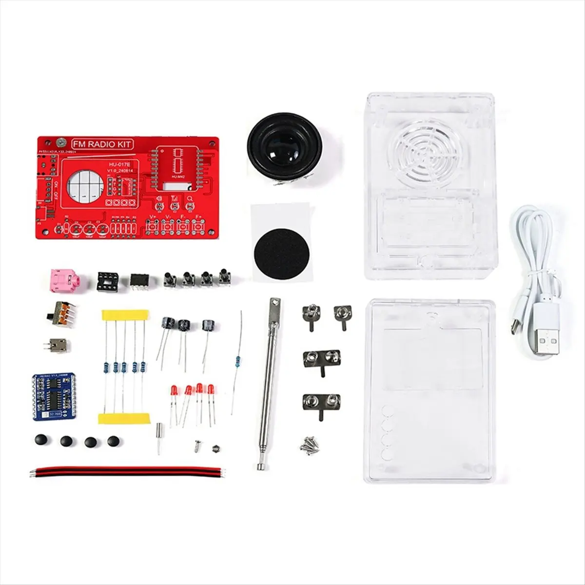 |NEWAA73|DIY Electronic Kit FM Radio Production Kit Circuit Board Making Loose Parts Receiver RDA5087 3W Speaker with An