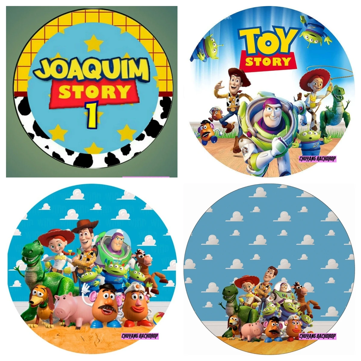 

Toy Story Woody Jessie Round Circle Backdrop Cover Carriage Girls Baby Shower Birthday Party Background Plinth Covers Supply