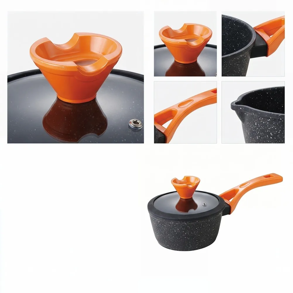 Alloy Saucepan with Heat-Dissipating Handle and Clear Glass Lid for Routine For Milk Porridge and Light Meal Cooking Tasks