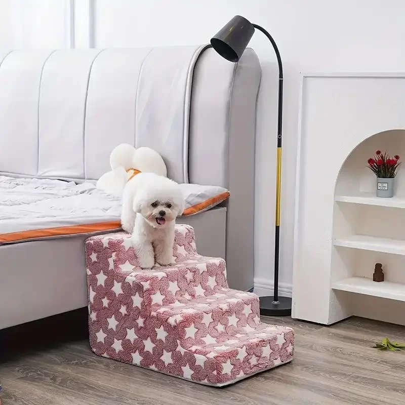 3/4 Pets Steps Foam Dogs Secure Stairs Ramps Non-Slip Pets Star Steps for Protect Older Dogs Pets with Joint Pain Sofa Bed Ladde