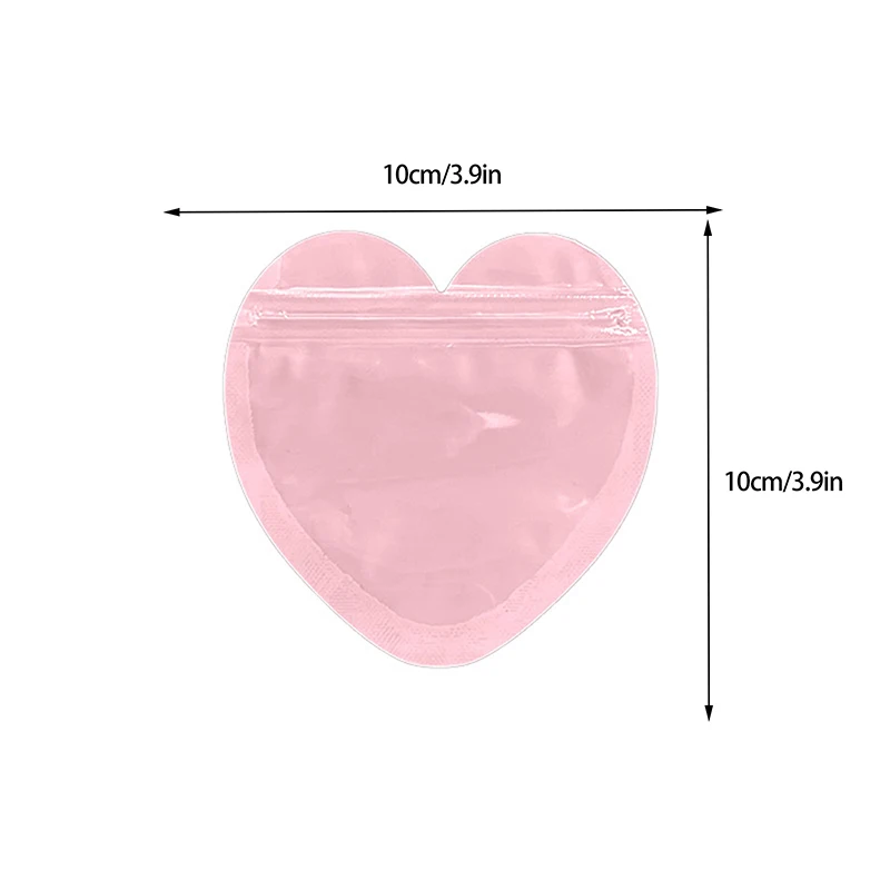 Bolsa iridiscente con cierre de cremallera para joyería, bolsas de sellado de plástico transparente con forma de corazón para exhibición de joyería, embalaje para collar, pendientes y pulsera, 10 piezas