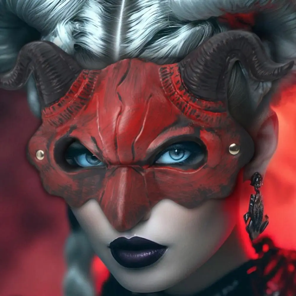 

Funny PU Leather Goat Horn Mask Demon Cattle Halloween Mask Cosplay Masquerade Party Props Cosplay Masquerade Party Props