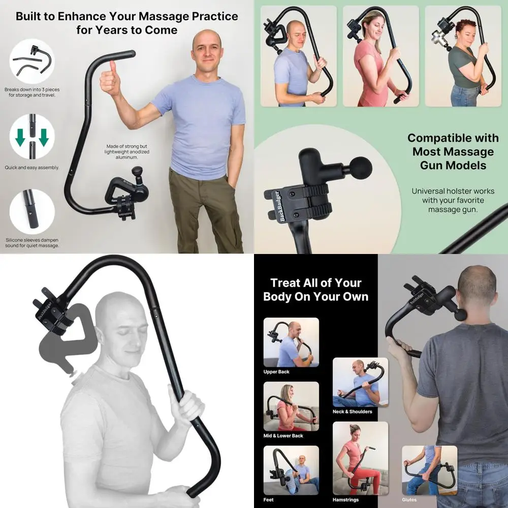 

Универсальный перкуссивный массажный пистолет, задний ремень для глубокого облегчения мышц и трудно длины пятен - черный