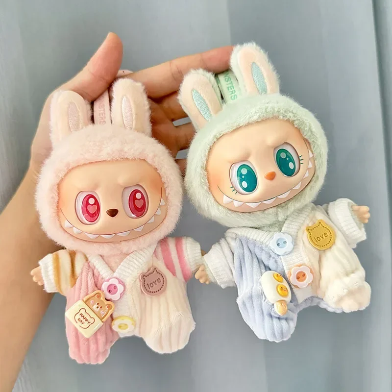 

Для Labubu Mini Pluche Pop Kleding Outfit Accessoires Voor Korea Kpop Exo V1 V2 Idol Poppen Pit Strip klimmen pak Kleding Gift