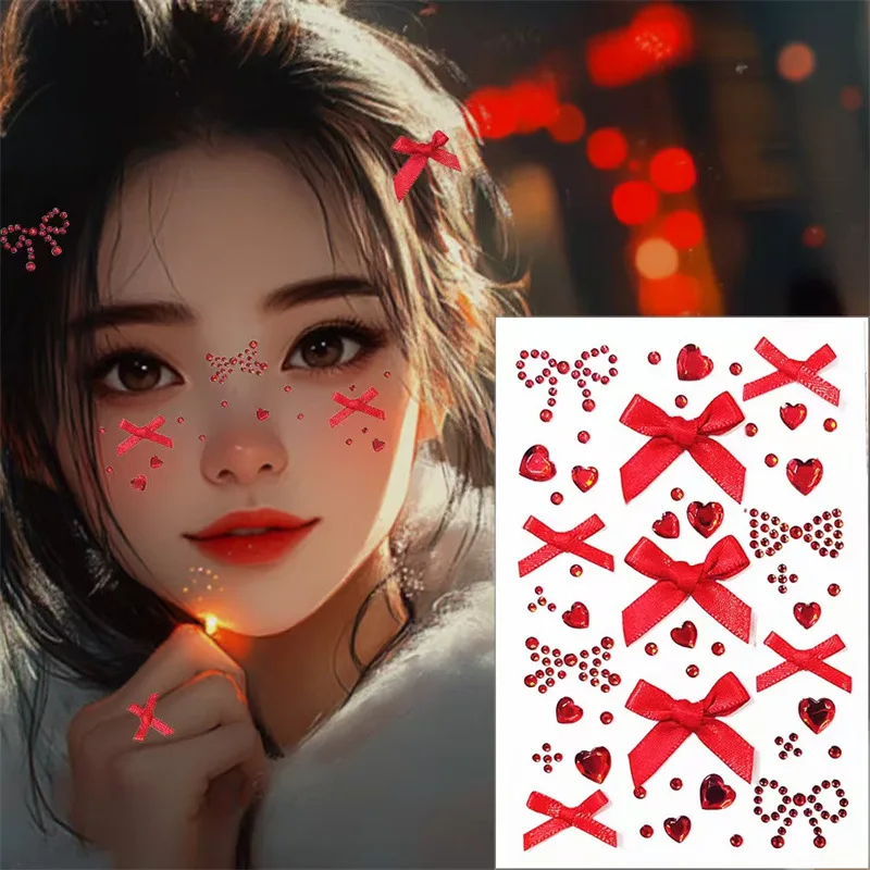 Stage Party Eye Stickers New Year  Bow Girl Diamond Shiny Self Adhesive Decoration Craft Supply