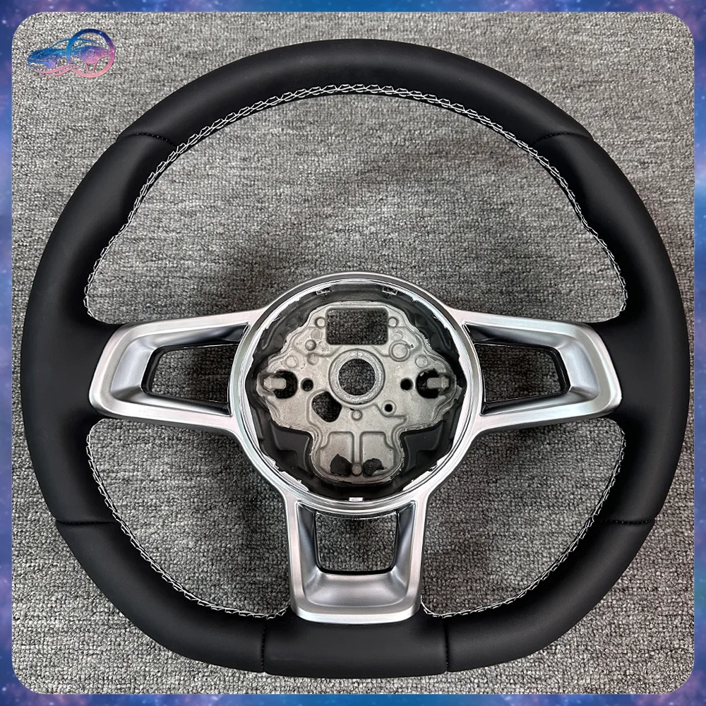 For Golf 7 MK7 Hollow Button Frame Real Leather Steering Wheel Cover Trim For VW Golf 7.5 MK7.5 Accessories